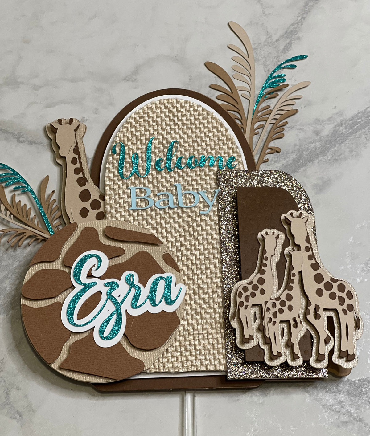 Giraffe Theme Topper, Neutral Baby Shower, Cake Topper, Shower Cake, Baby Shower Decor