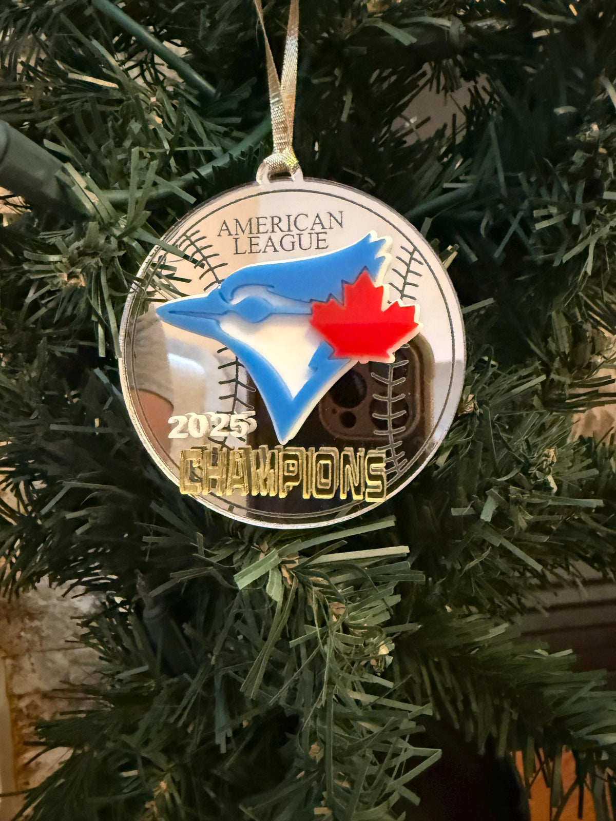 2025 Champions Ornament | Baseball Christmas Decor | Acrylic Sports Fan Gift | Canadian Baseball Tree Ornament| Blue Jays World Series