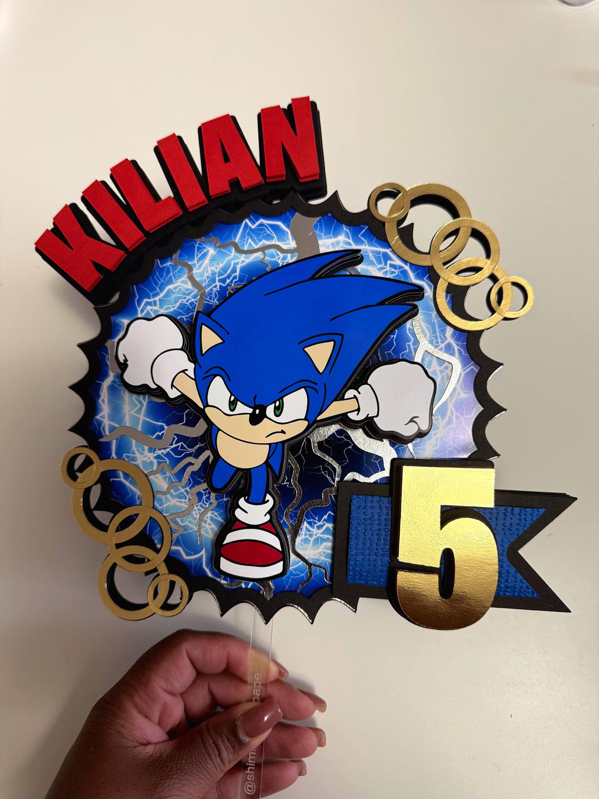 Sonic- Inspired Personalized Cake Topper