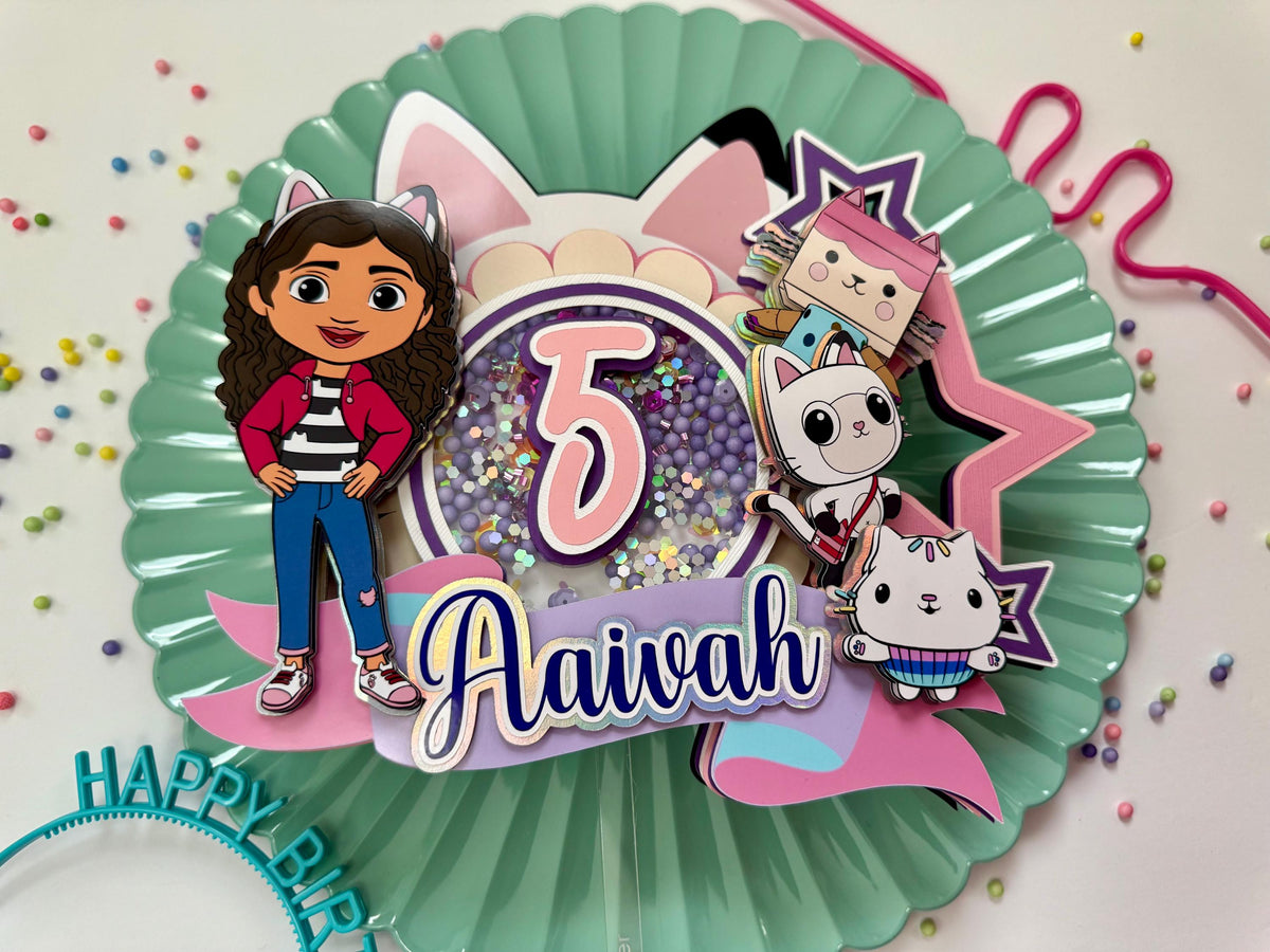 Gabby Dollhouse Cake Topper ,Gabby,Dollhouse, Birthday Glitter Cake Topper