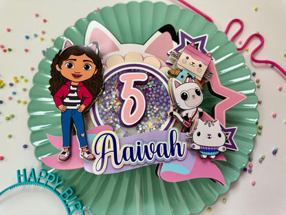 Gabby Dollhouse Cake Topper ,Gabby,Dollhouse, Birthday Glitter Cake Topper