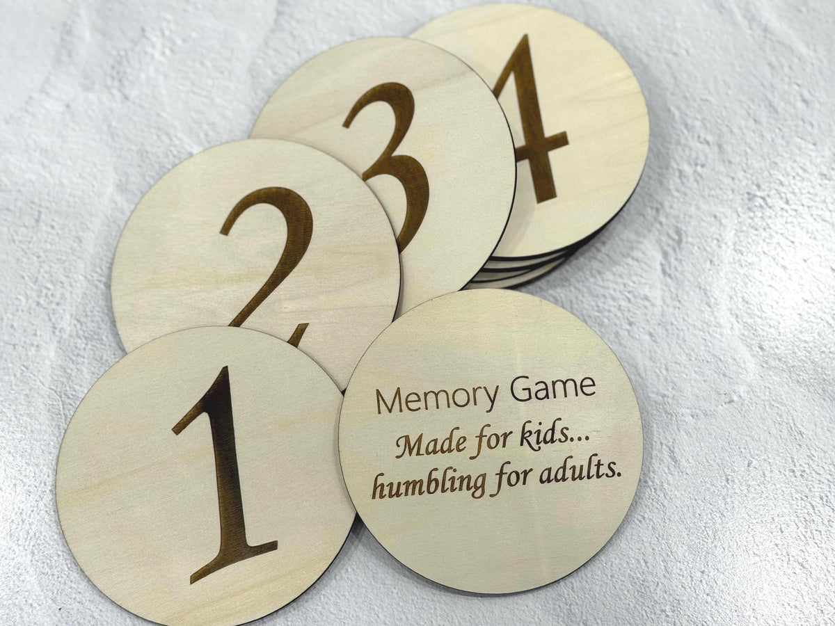 Wooden number Memory Game Wooden Family Game Night Gift  Kids Matching Game  Funny Adult Memory Game  Laser Cut Number Tiles