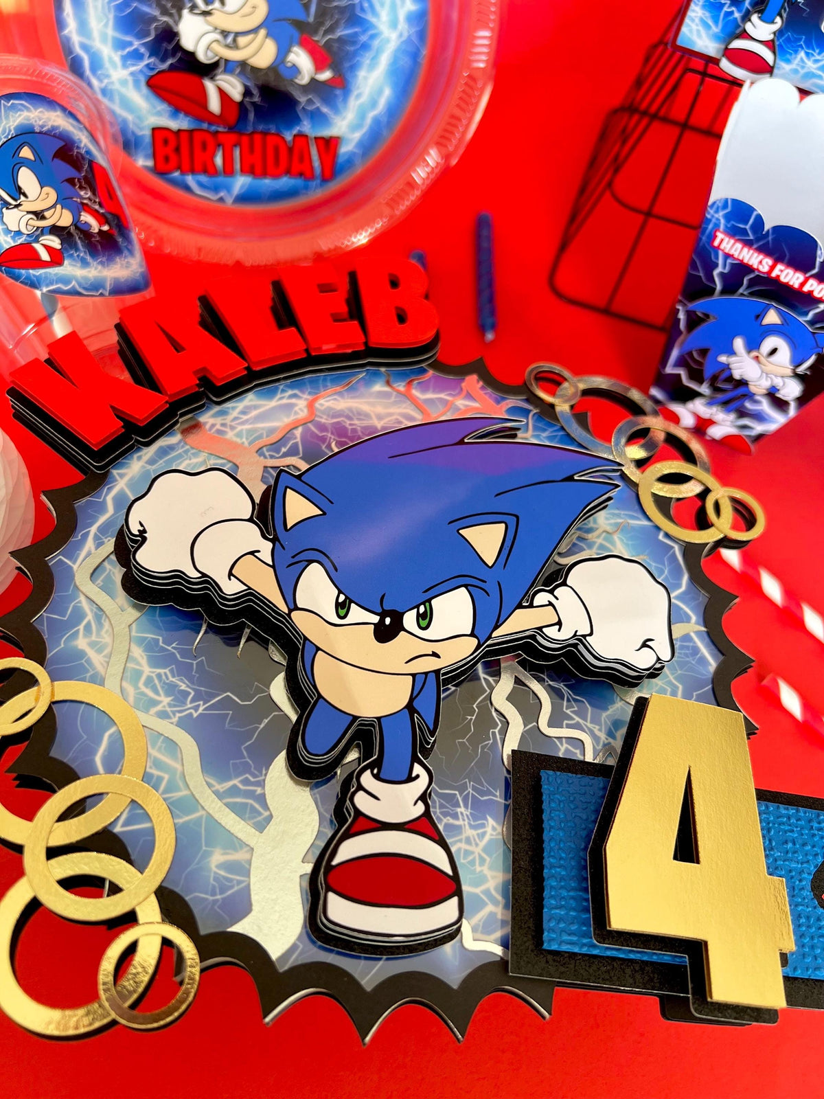 Sonic- Inspired Personalized Cake Topper