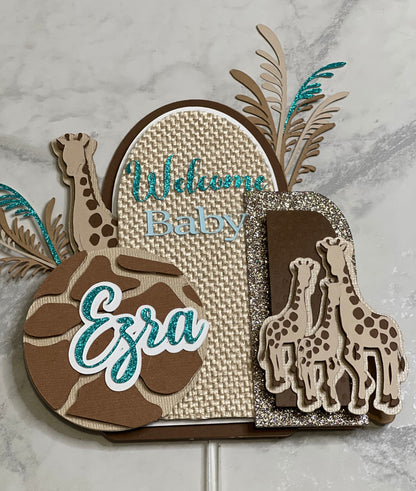 Giraffe Theme Topper, Neutral Baby Shower, Cake Topper, Shower Cake, Baby Shower Decor