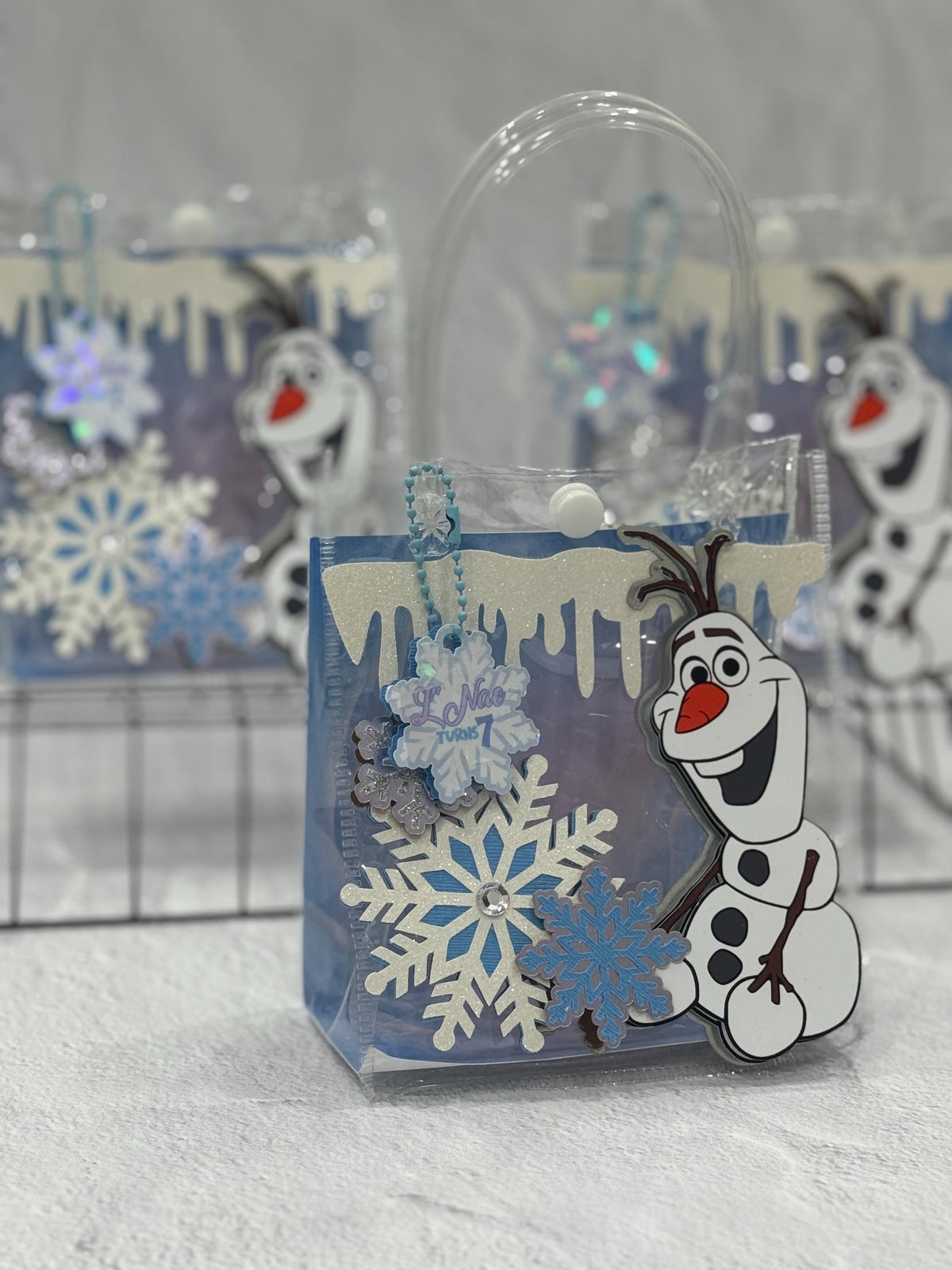 Frozen Inspired Clear Party Favor Bags | Personalized Elsa Anna Olaf Goodie Bags | Winter Wonderland Birthday Party Favors