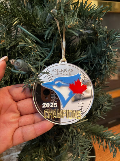 2025 Champions Ornament | Baseball Christmas Decor | Acrylic Sports Fan Gift | Canadian Baseball Tree Ornament| Blue Jays World Series