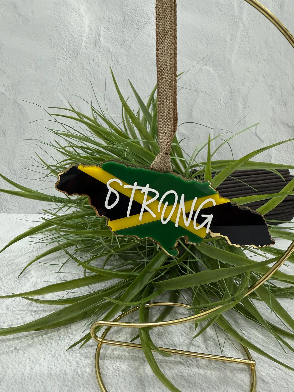 Island Car Mirror Charm Jamaican Rearview Hanging Ornament Jamaica Flag Acrylic Car Charm