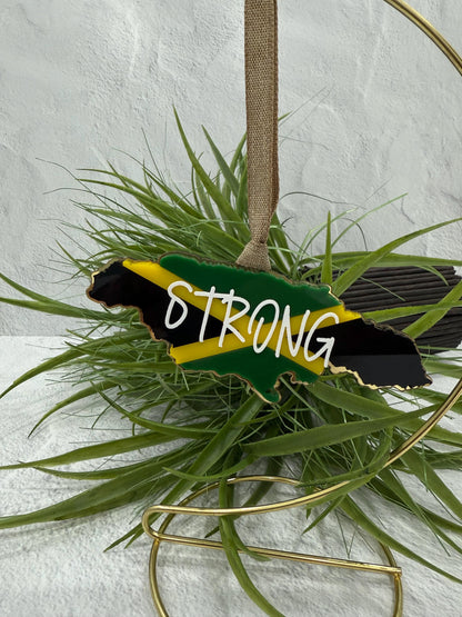 Island Car Mirror Charm Jamaican Rearview Hanging Ornament Jamaica Flag Acrylic Car Charm