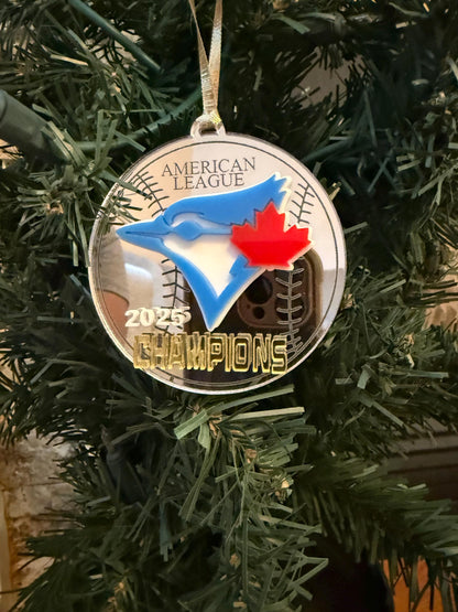 2025 Champions Ornament | Baseball Christmas Decor | Acrylic Sports Fan Gift | Canadian Baseball Tree Ornament| Blue Jays World Series