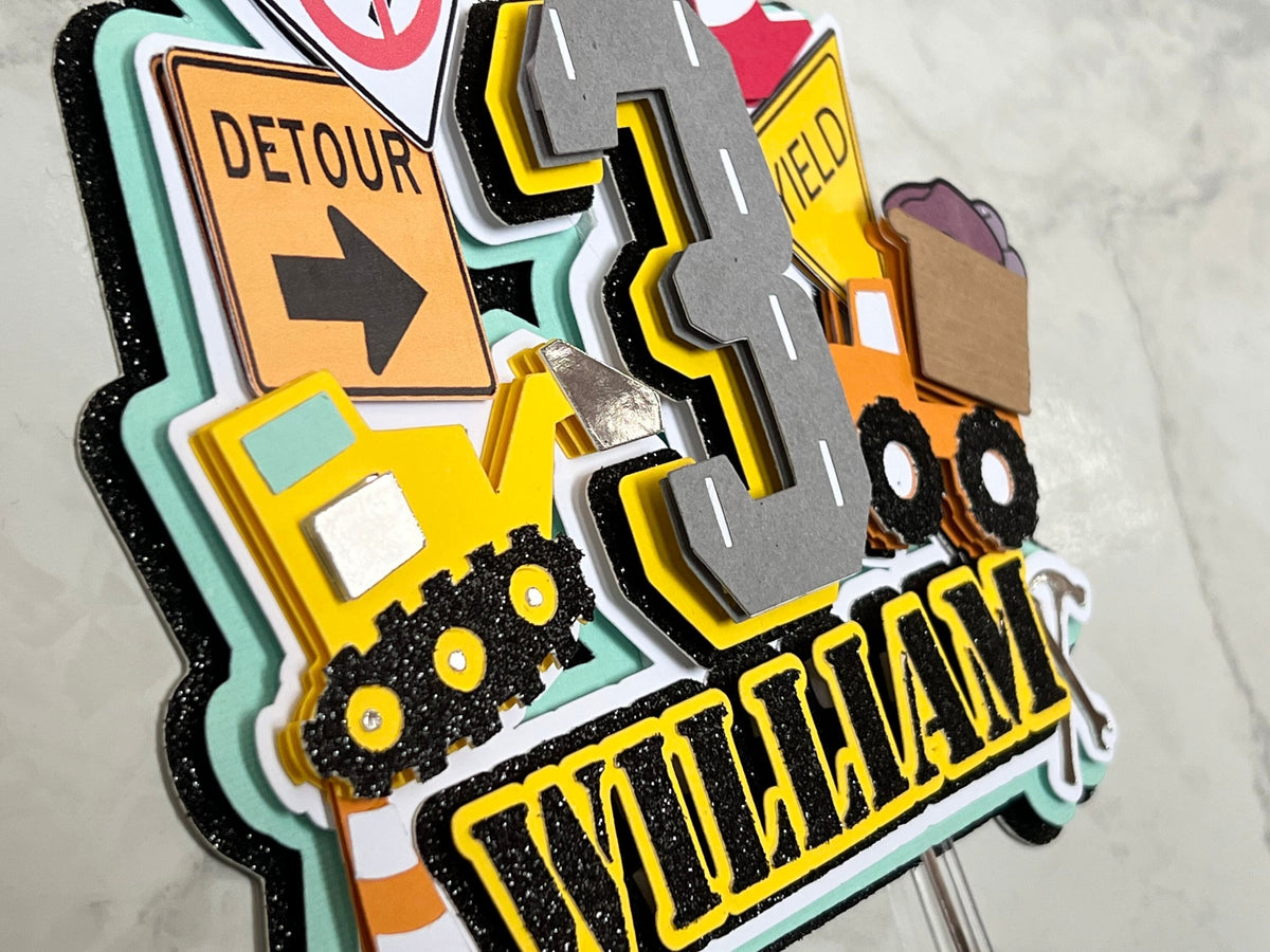 Construction Theme Topper, 3rd Birthday Theme, Smash Cake, Dump Truck Topper, Custom Theme Topper, Party Decoration