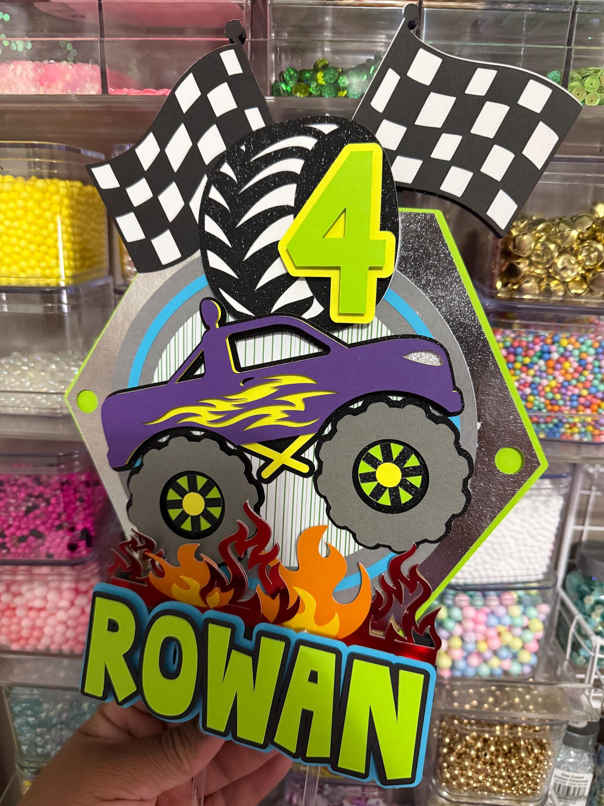 Roaring Monster Truck Cake Topper w/ LED lights