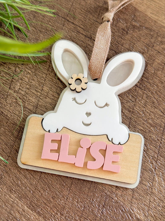 Easter Basket Tag- Bunny w/ Flower