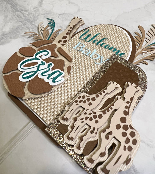 Giraffe Theme Topper, Neutral Baby Shower, Cake Topper, Shower Cake, Baby Shower Decor