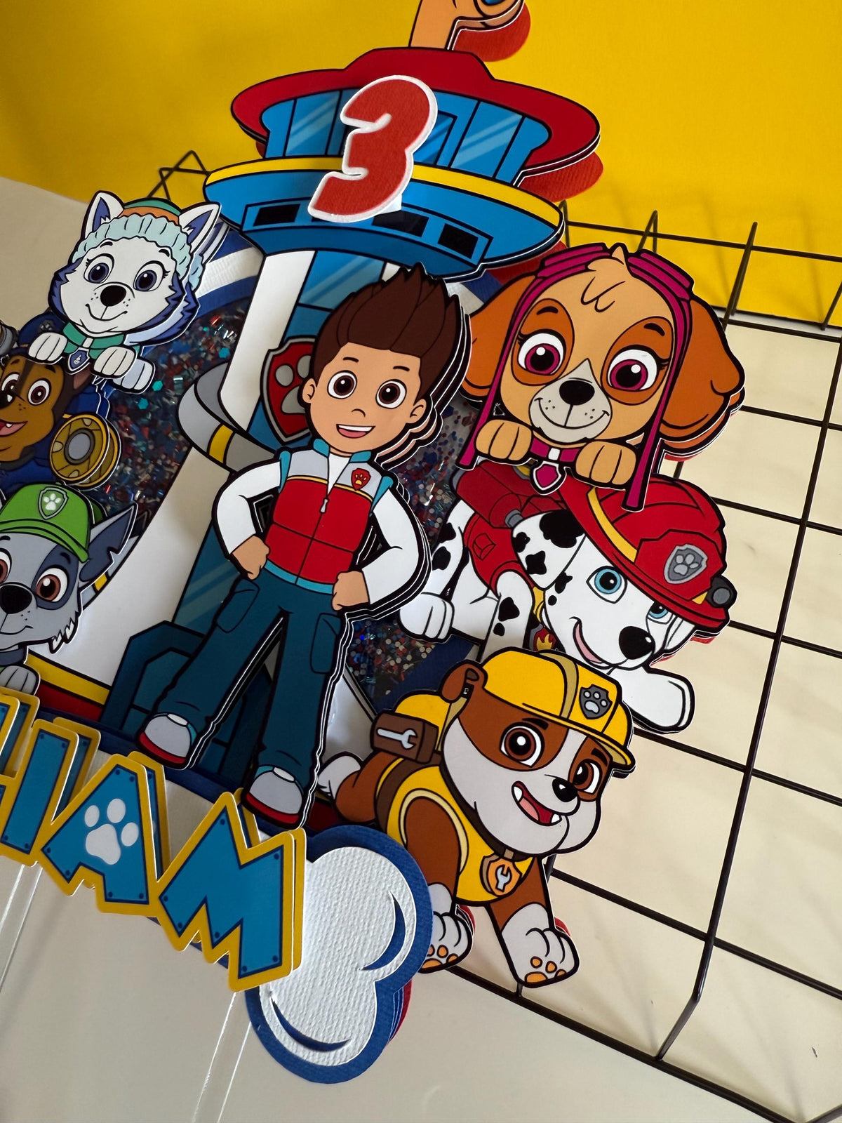 Paw Patrol Cake Topper | Personalized Name & Age | Paw Patrol Birthday Decoration | Confetti Cake Topper | Party Decor for Boys