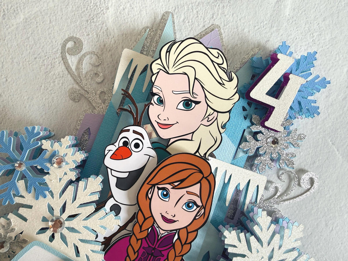 Personalized Frozen Cake Topper | Elsa Anna Olaf Birthday Cake Decoration | Frozen Birthday Party Decor | Custom Name & Age Topper