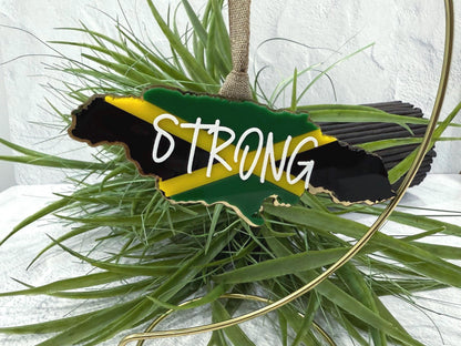 Island Car Mirror Charm Jamaican Rearview Hanging Ornament Jamaica Flag Acrylic Car Charm