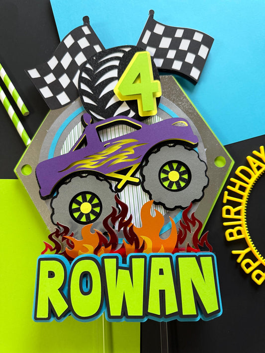 Roaring Monster Truck Cake Topper w/ LED lights