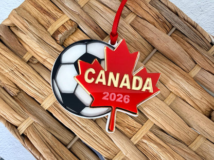 Canada 2026 Soccer Ornament  Maple Leaf Soccer Keepsake  Canadian Soccer Fan Gift  Sports Christmas Ornament  Canada Souvenir