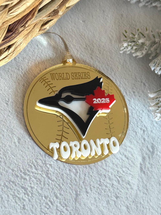 2025 World Series Ornament | Baseball Christmas Decor | Acrylic Sports Fan Gift | Canadian Baseball Tree Ornament| Blue Jays