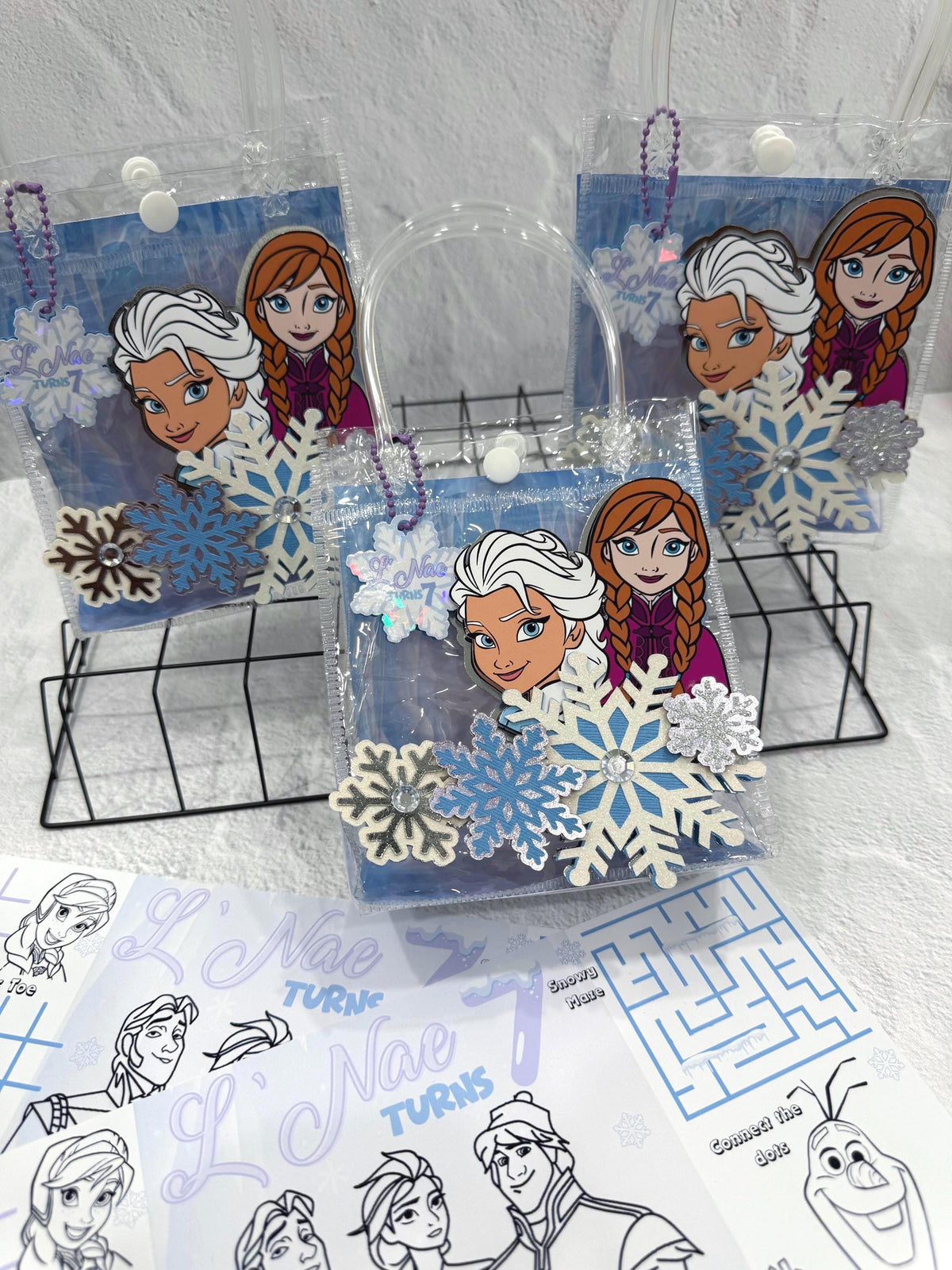 Frozen Inspired Clear Party Favor Bags | Personalized Elsa Anna Olaf Goodie Bags | Winter Wonderland Birthday Party Favors