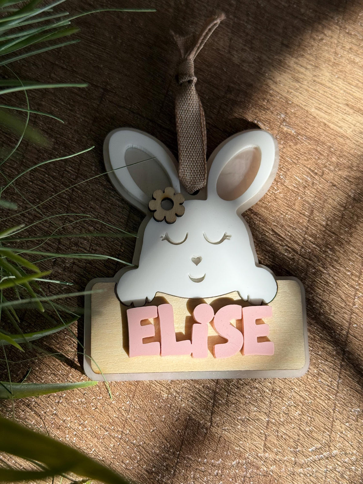 Easter Basket Tag- Bunny w/ Flower