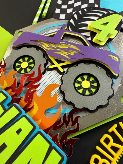 Roaring Monster Truck Cake Topper w/ LED lights