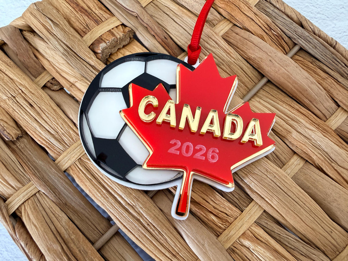 Canada 2026 Soccer Ornament  Maple Leaf Soccer Keepsake  Canadian Soccer Fan Gift  Sports Christmas Ornament  Canada Souvenir