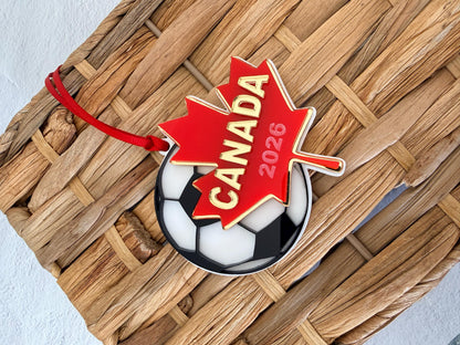 Canada 2026 Soccer Ornament  Maple Leaf Soccer Keepsake  Canadian Soccer Fan Gift  Sports Christmas Ornament  Canada Souvenir