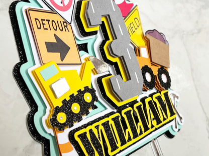 Construction Theme Topper, 3rd Birthday Theme, Smash Cake, Dump Truck Topper, Custom Theme Topper, Party Decoration