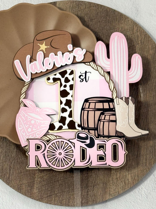 1st Rodeo Cake Topper First Rodeo 1st Birthday Cowbow Western Party Pink Rodeo