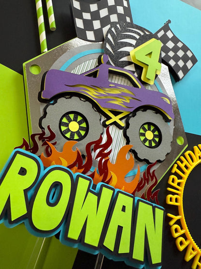 Roaring Monster Truck Cake Topper w/ LED lights